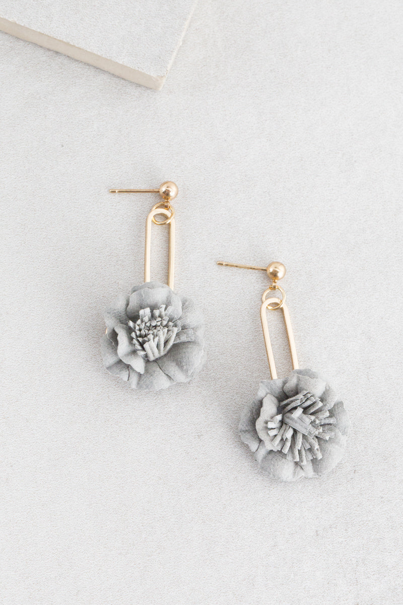 Perfect Peony Dangle Earrings | Gray