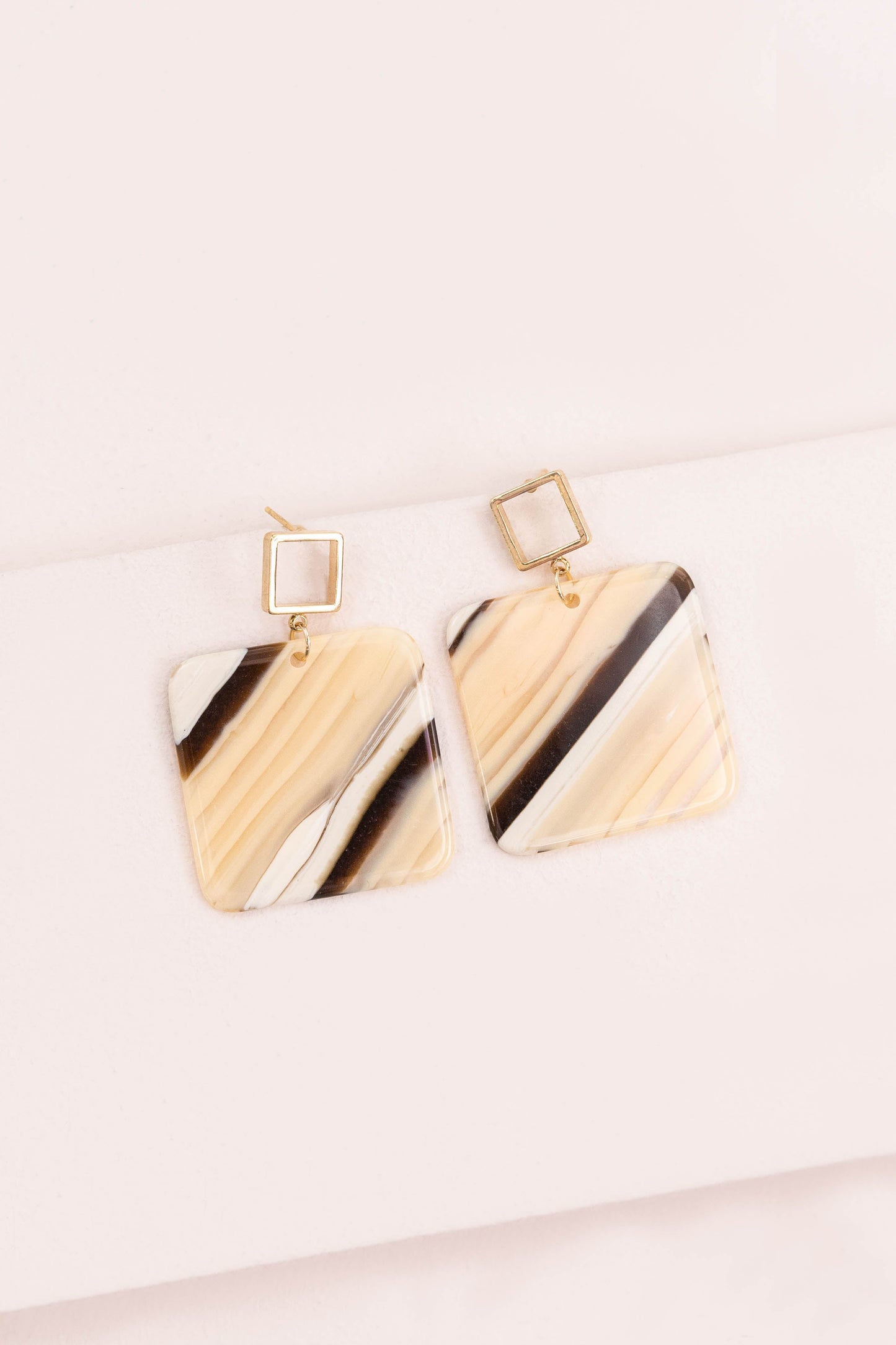 Safari Square Drop Earrings | Tan