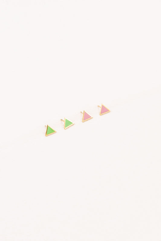 Triangle Spectrum Stud Earrings | Gold (14K)