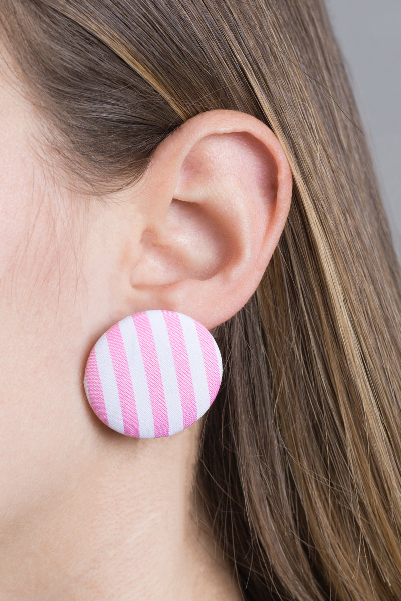 Button Stripe Earrings | Pink