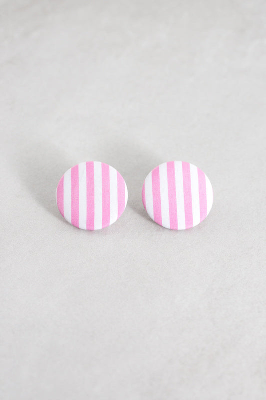 Button Stripe Earrings | Pink