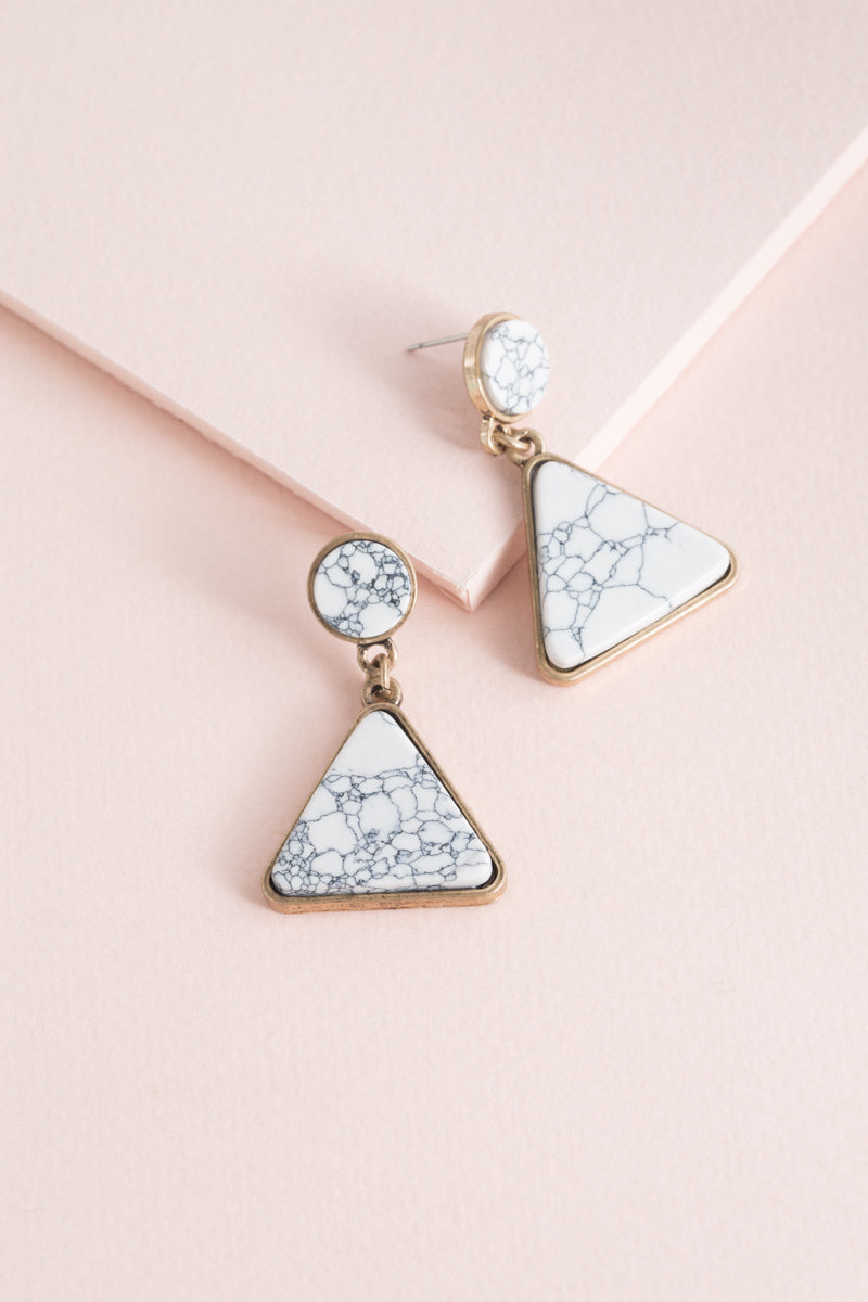 Marble Swing Earrings | White