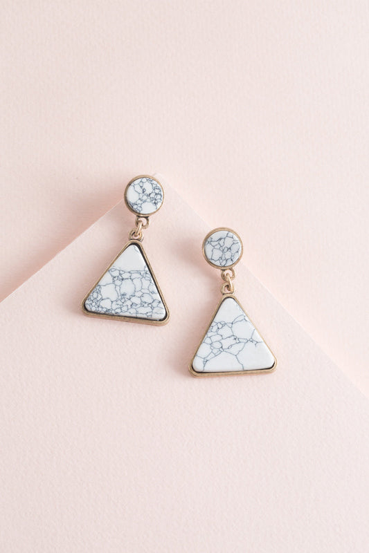 Marble Swing Earrings | White
