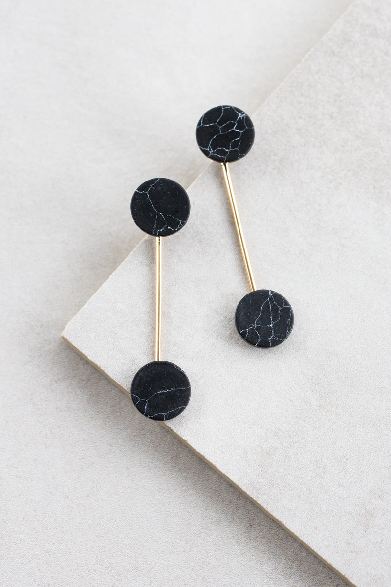 Stellar Marble Ear Jacket Earrings | Black