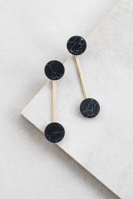Stellar Marble Ear Jacket Earrings | Black