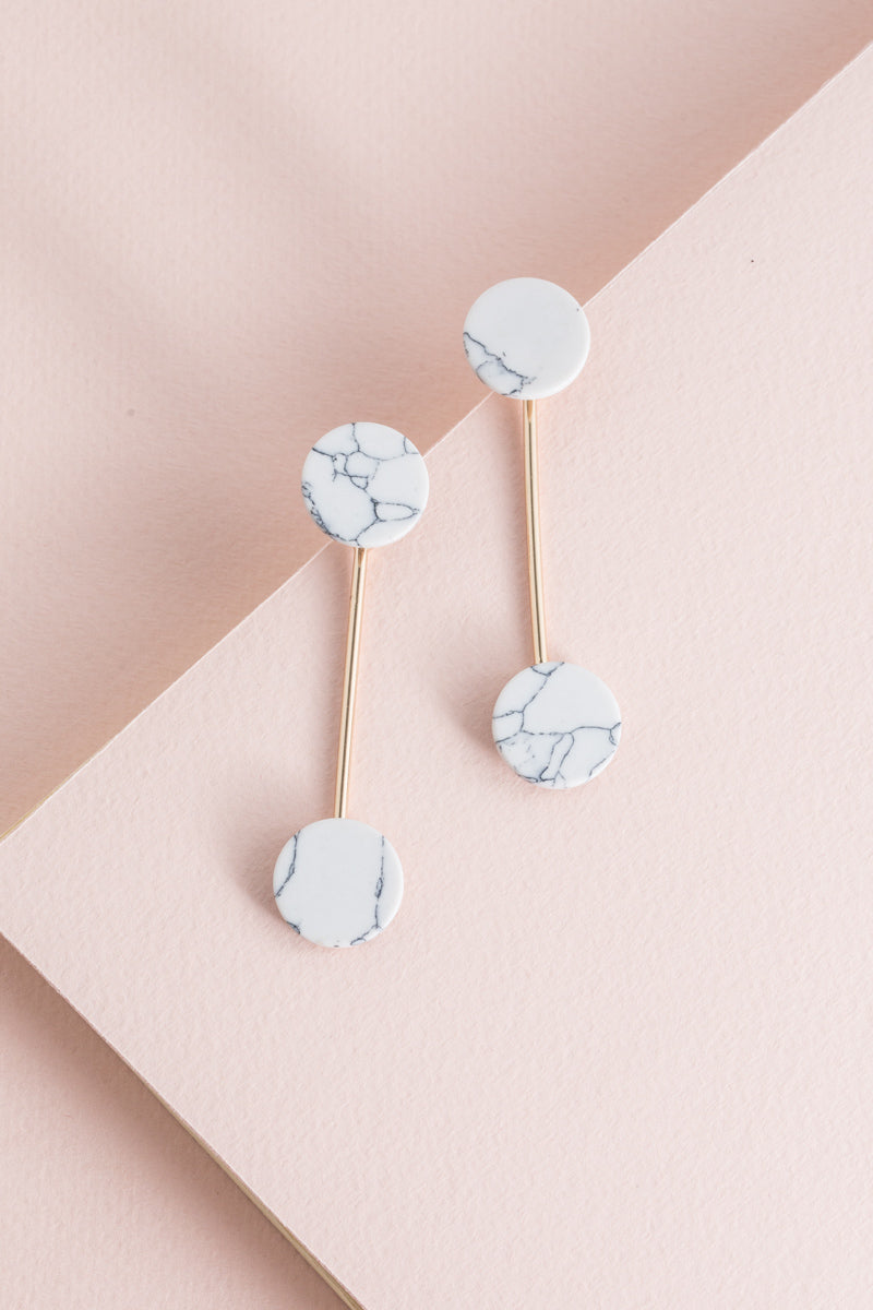 Two Timer Ear Jacket Earrings | White