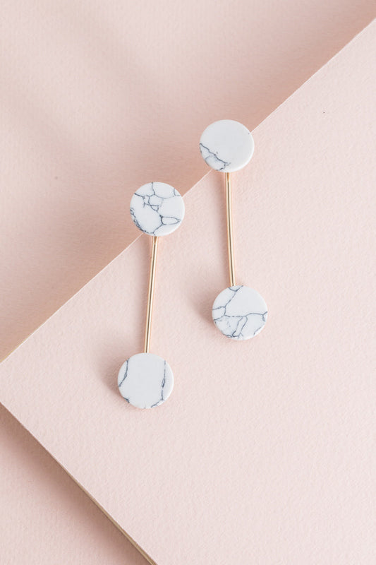 Two Timer Ear Jacket Earrings | White