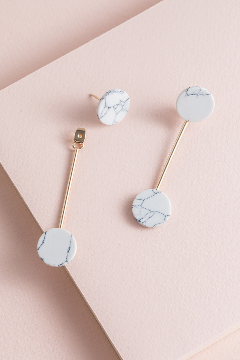 Two Timer Ear Jacket Earrings | White