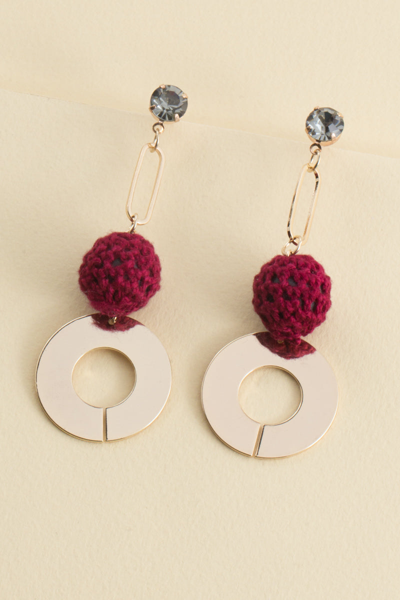 Aura Crochet Earrings | Maroon