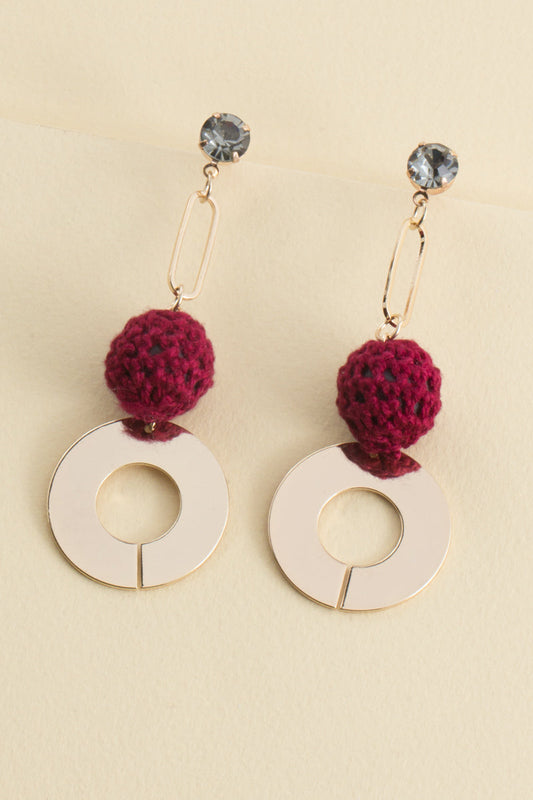 Aura Crochet Earrings | Maroon