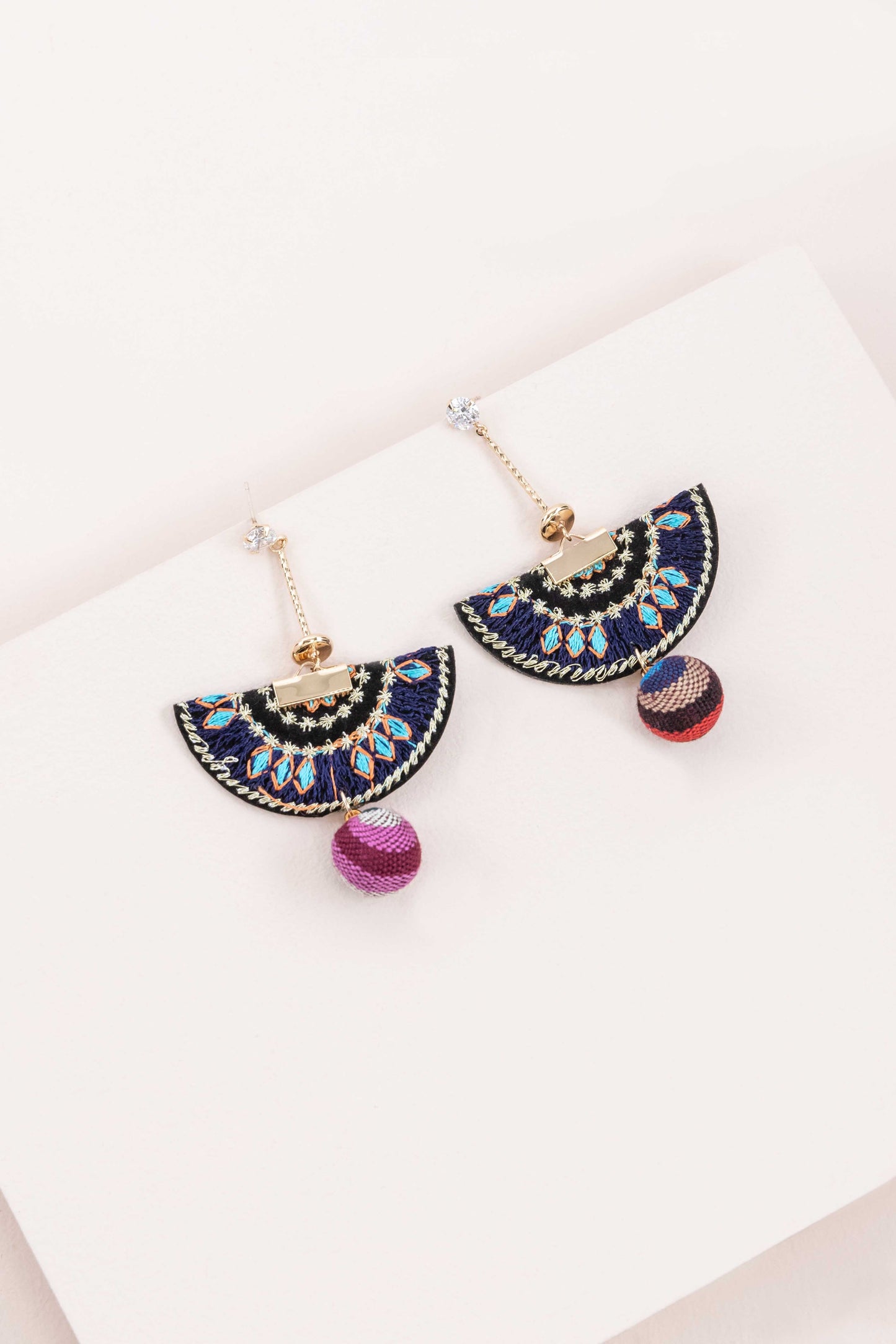 Zambesi Fan Earrings | Navy