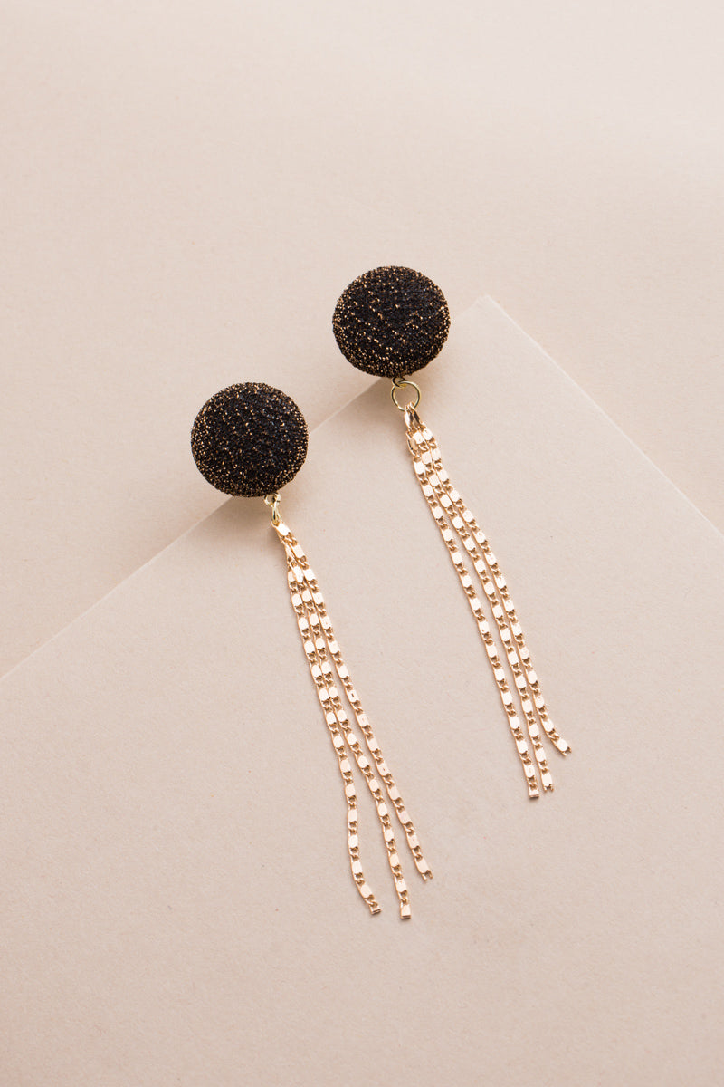 Rise and Shine Tassel Earrings | Black