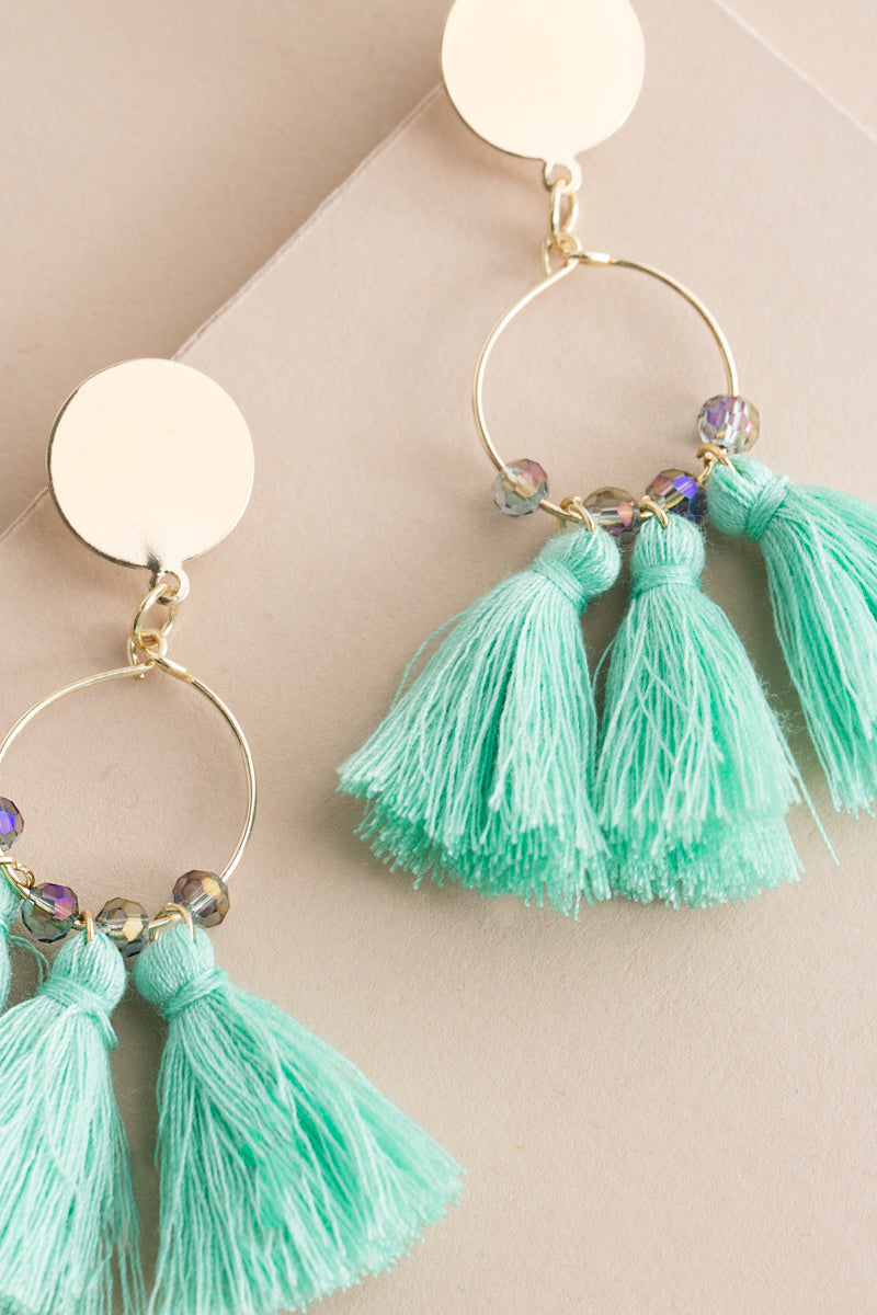 Flirty Tassel Earrings | Mint Green