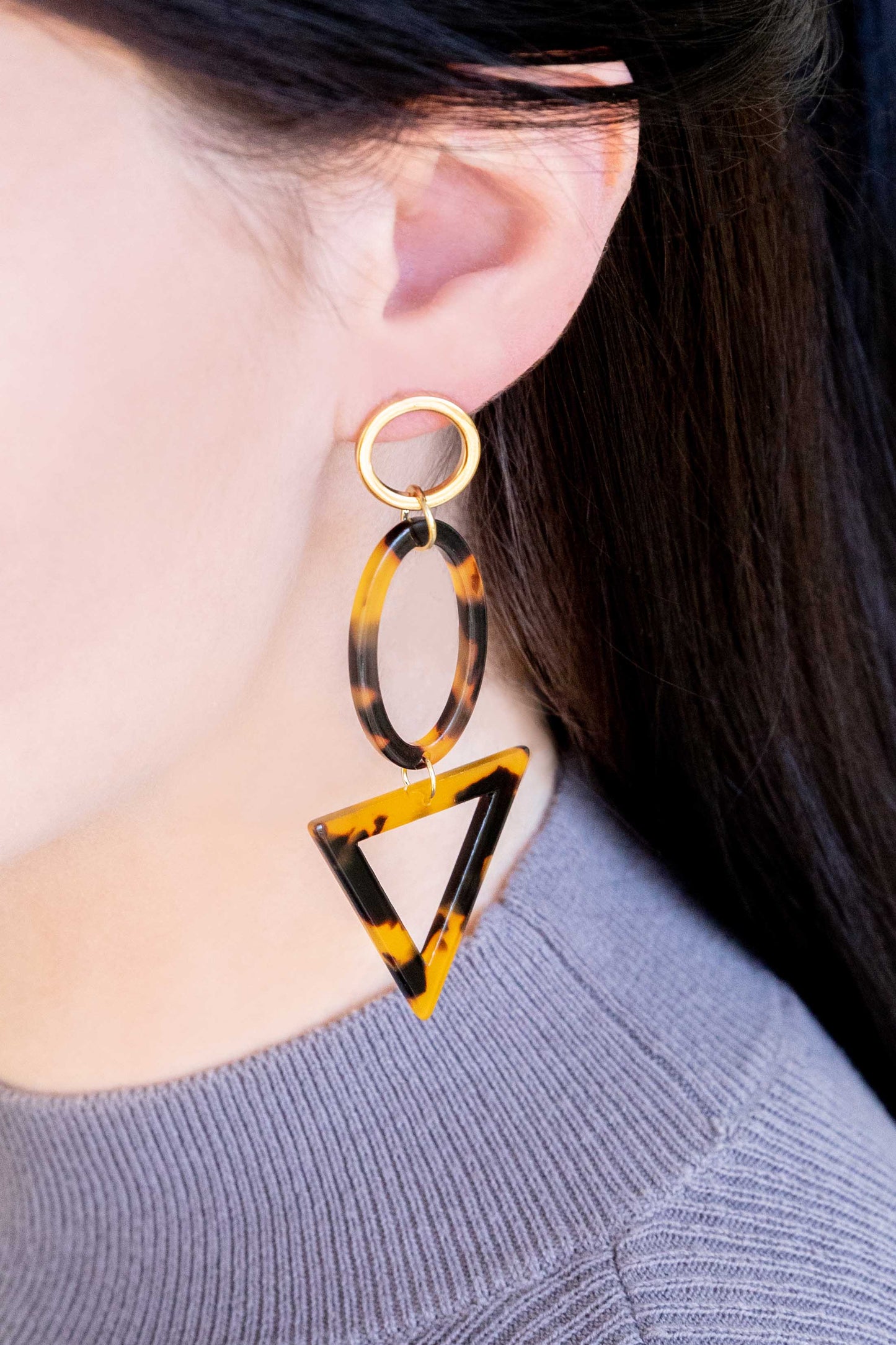 Anouk Geo Drop Earrings | Tortoise (14K)