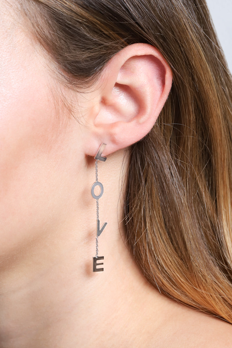 Love Dangle Earrings | Silver