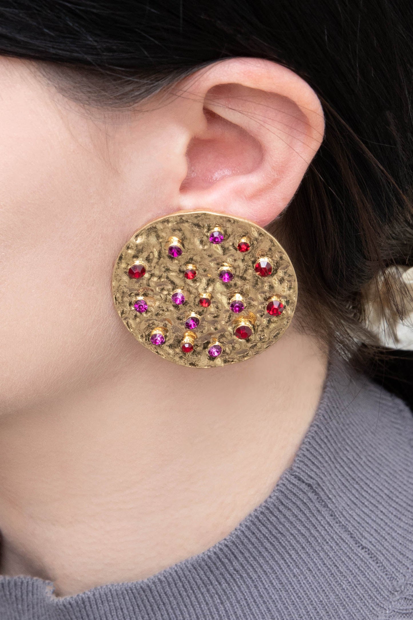 Wishing Well Plate Earrings | Fuchsia