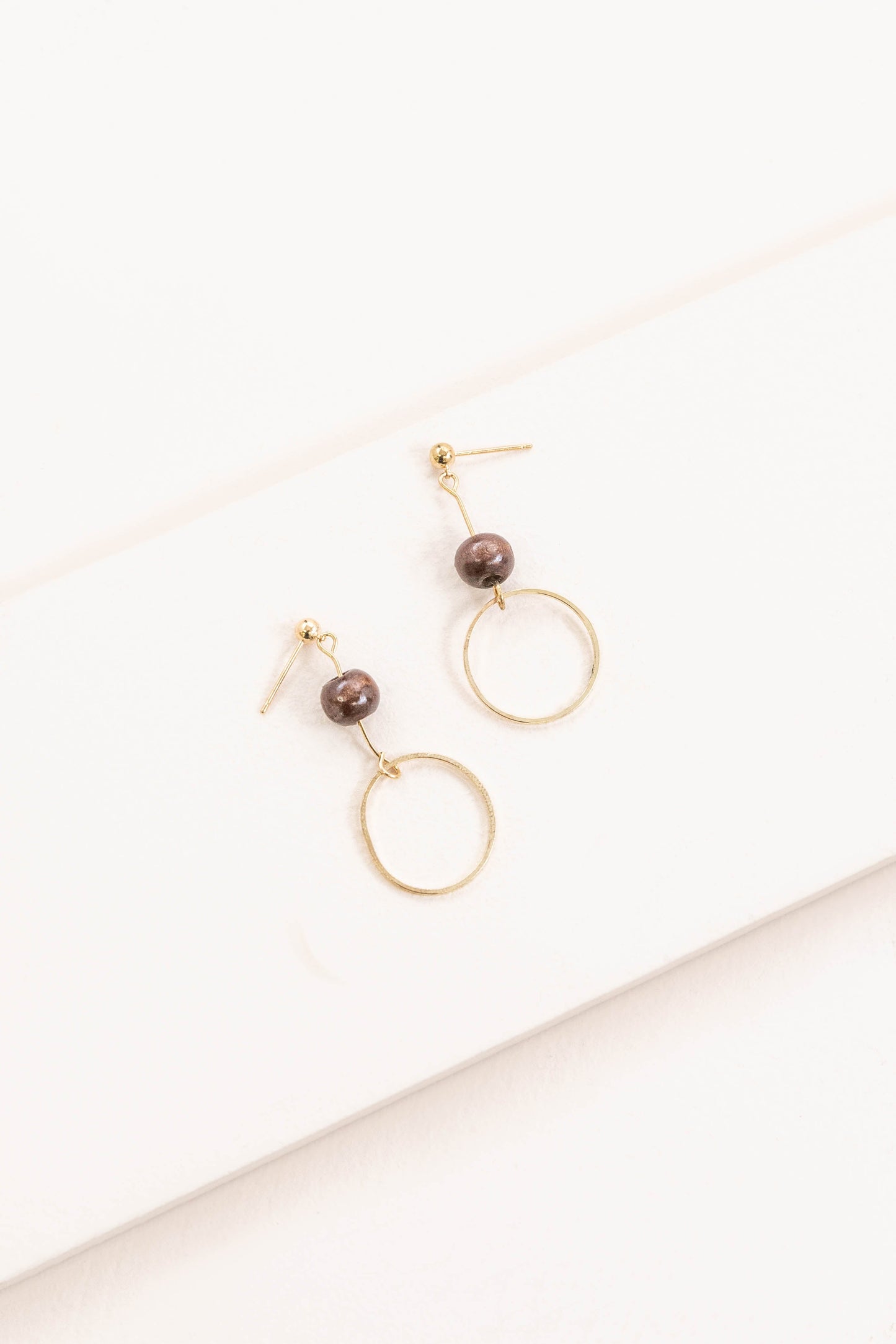 Geo Wood Drop Earrings | Circle