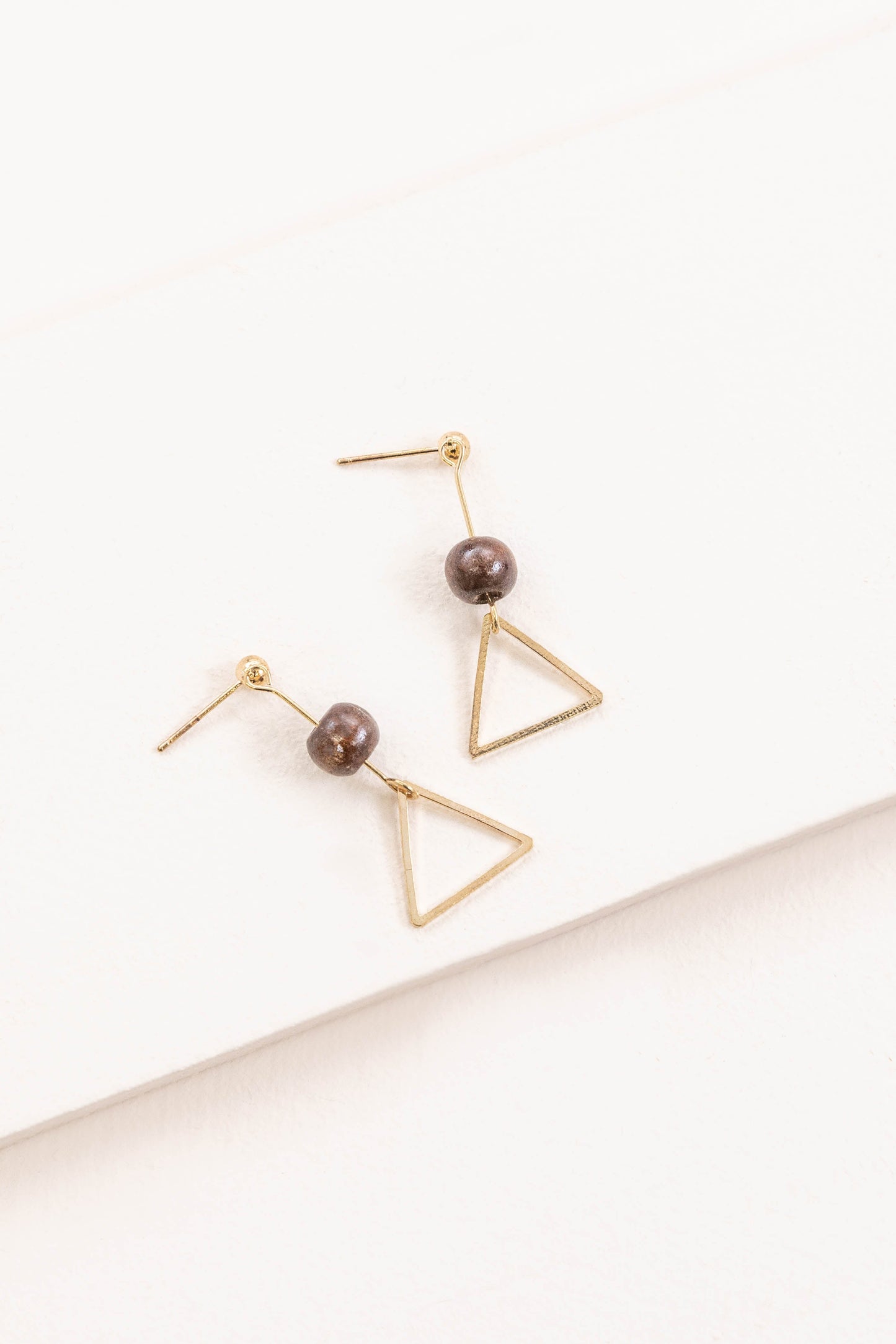 Geo Wood Drop Earrings | Triangle
