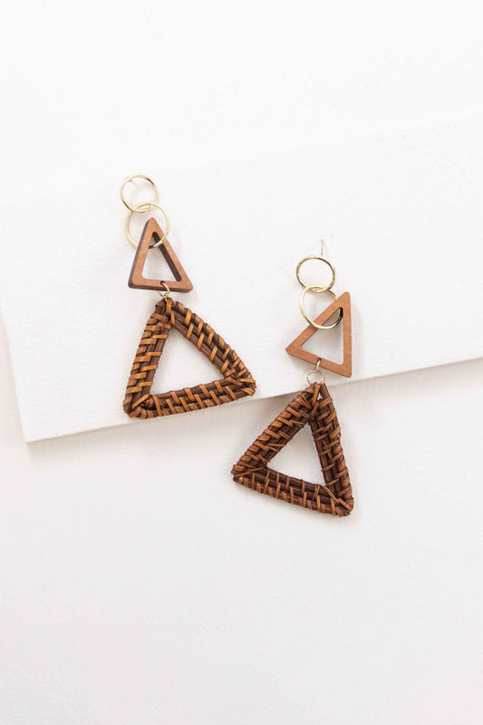 Terrene Wicker Drop Earrings | Triangle