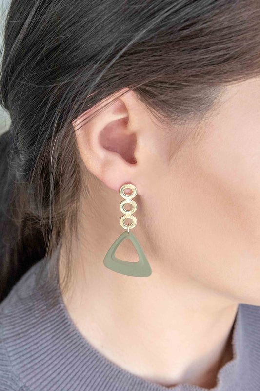 Contempo Triangle Drop Earrings | Sage (14K)