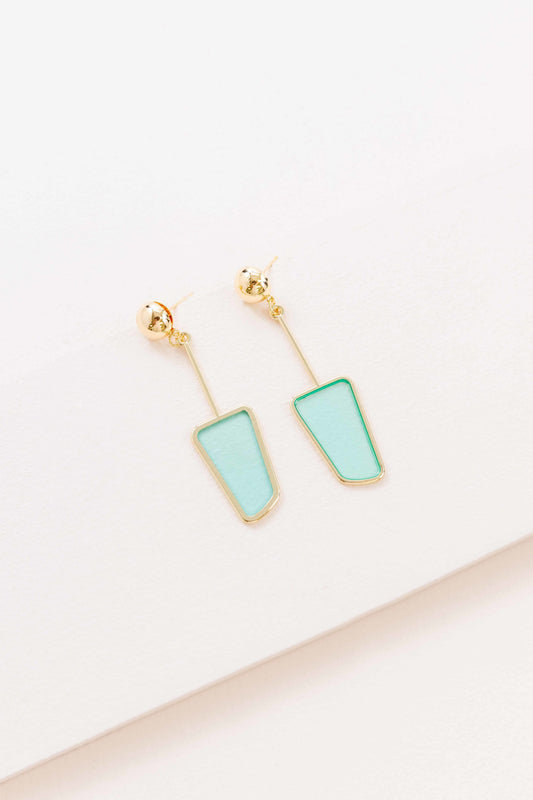 Stained Glass Dangle Earrings (14K) | Turquoise