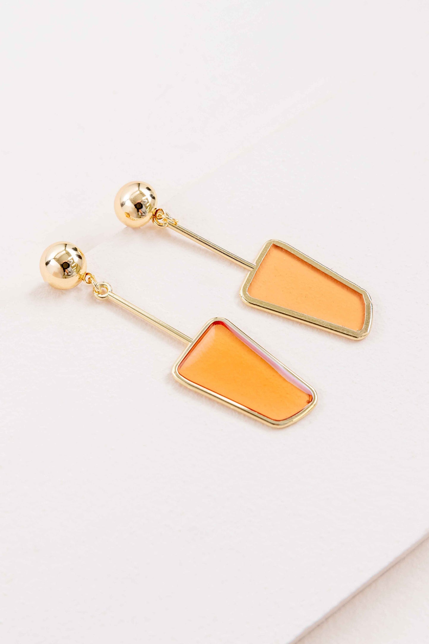 Stained Glass Dangle Earrings (14K) | Amber