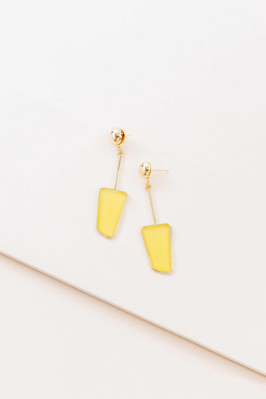 Stained Glass Dangle Earrings (14K) | Yellow
