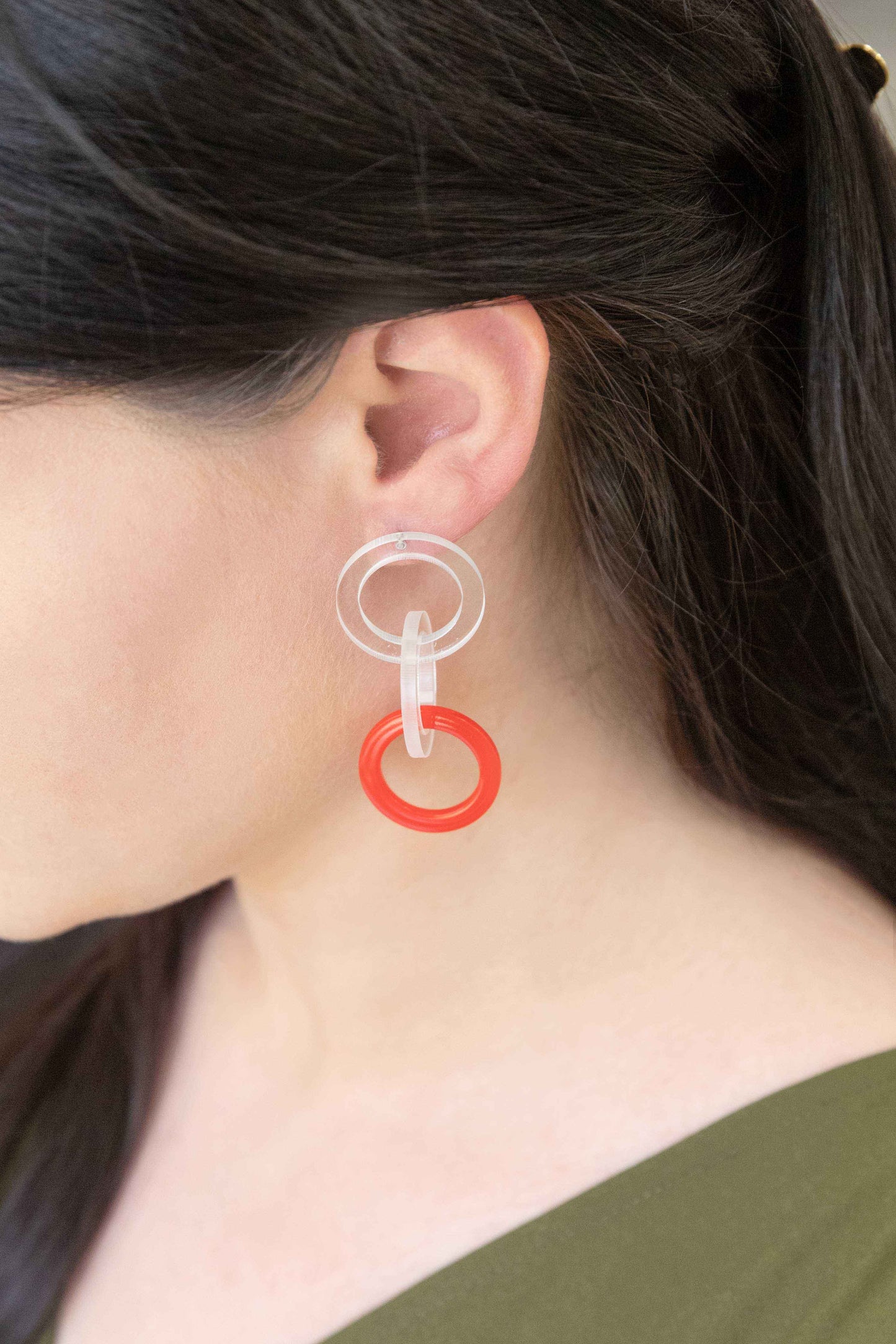 Color Pop Clear Earrings | Roaring Red
