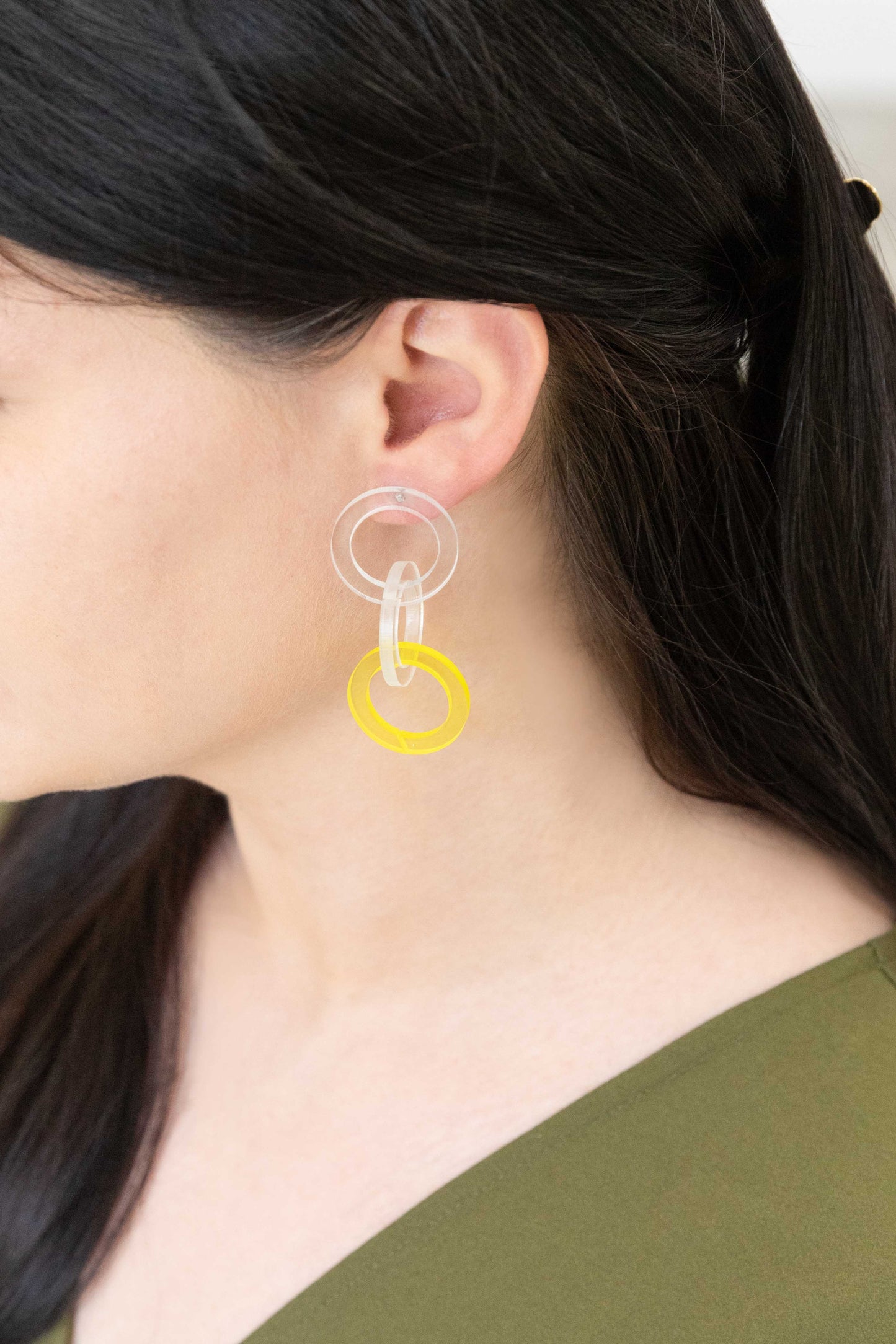 Color Pop Clear Earrings | Neon Yellow
