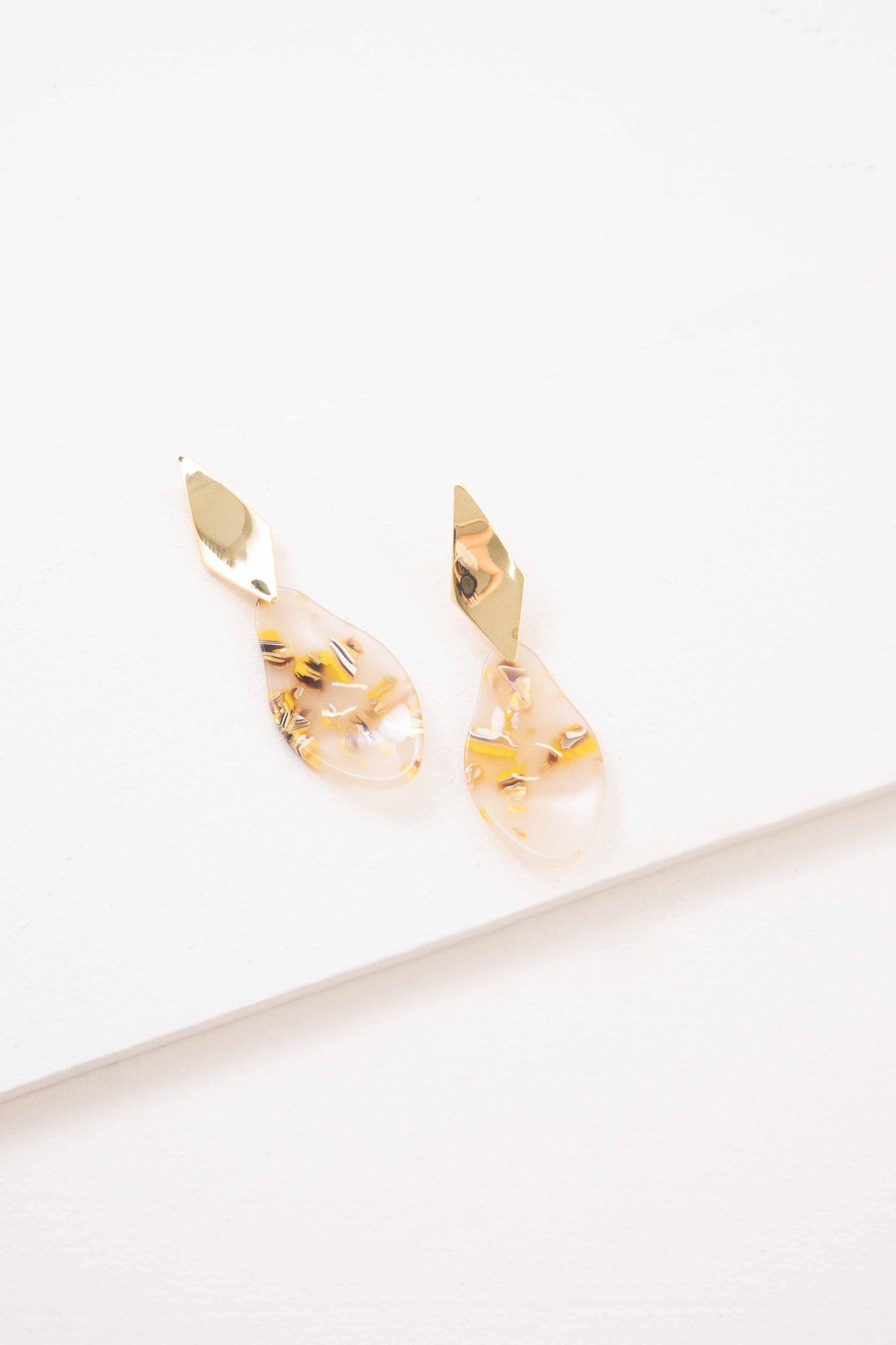 Yellow Drip Dangle Earrings (14K)