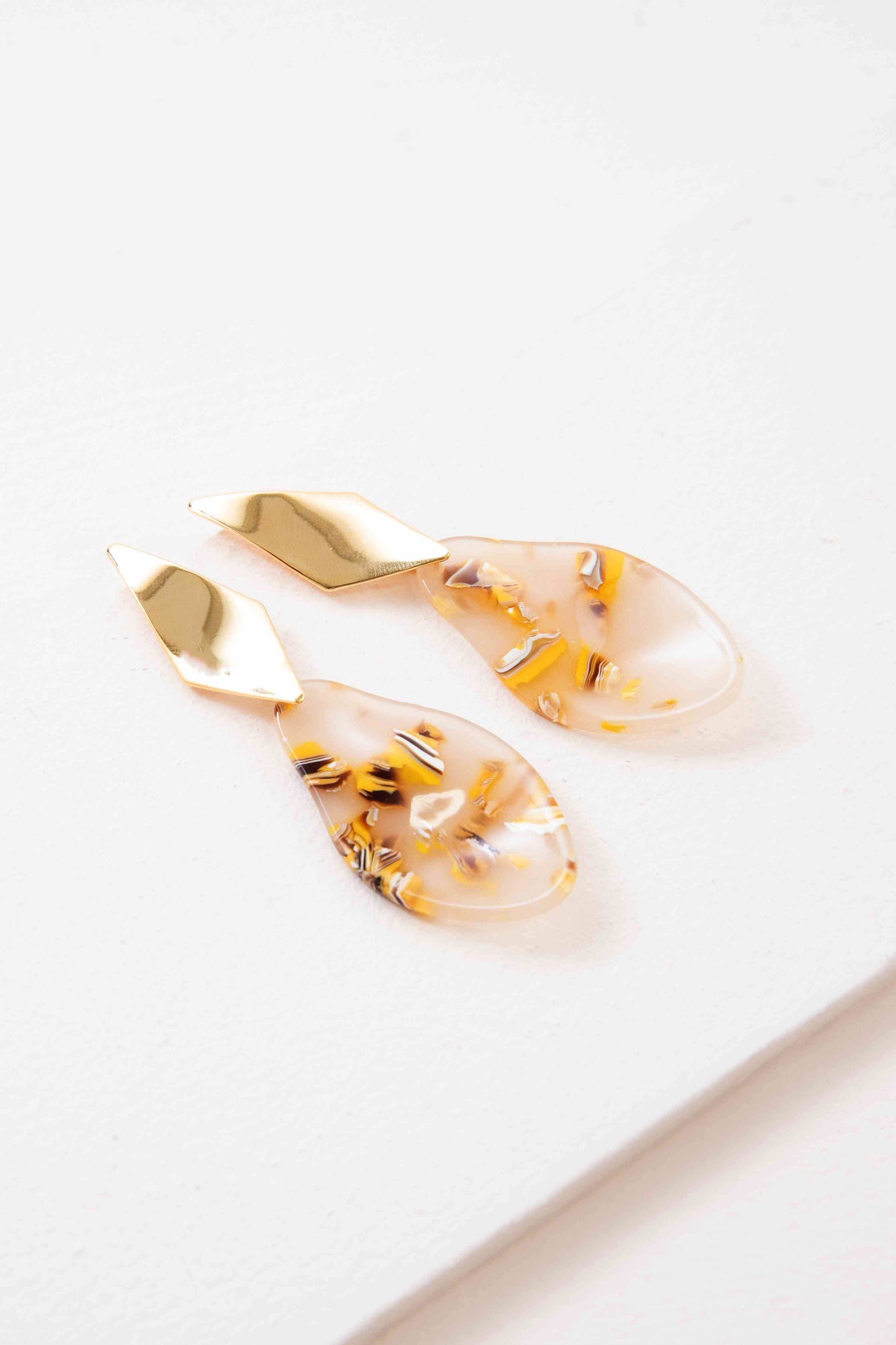 Yellow Drip Dangle Earrings (14K)