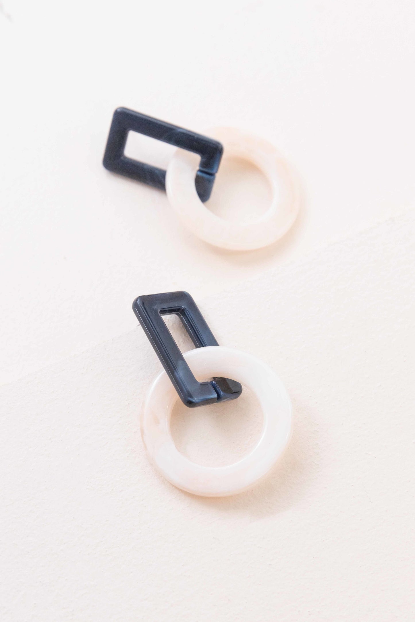 Navy and Cream Drop Earrings