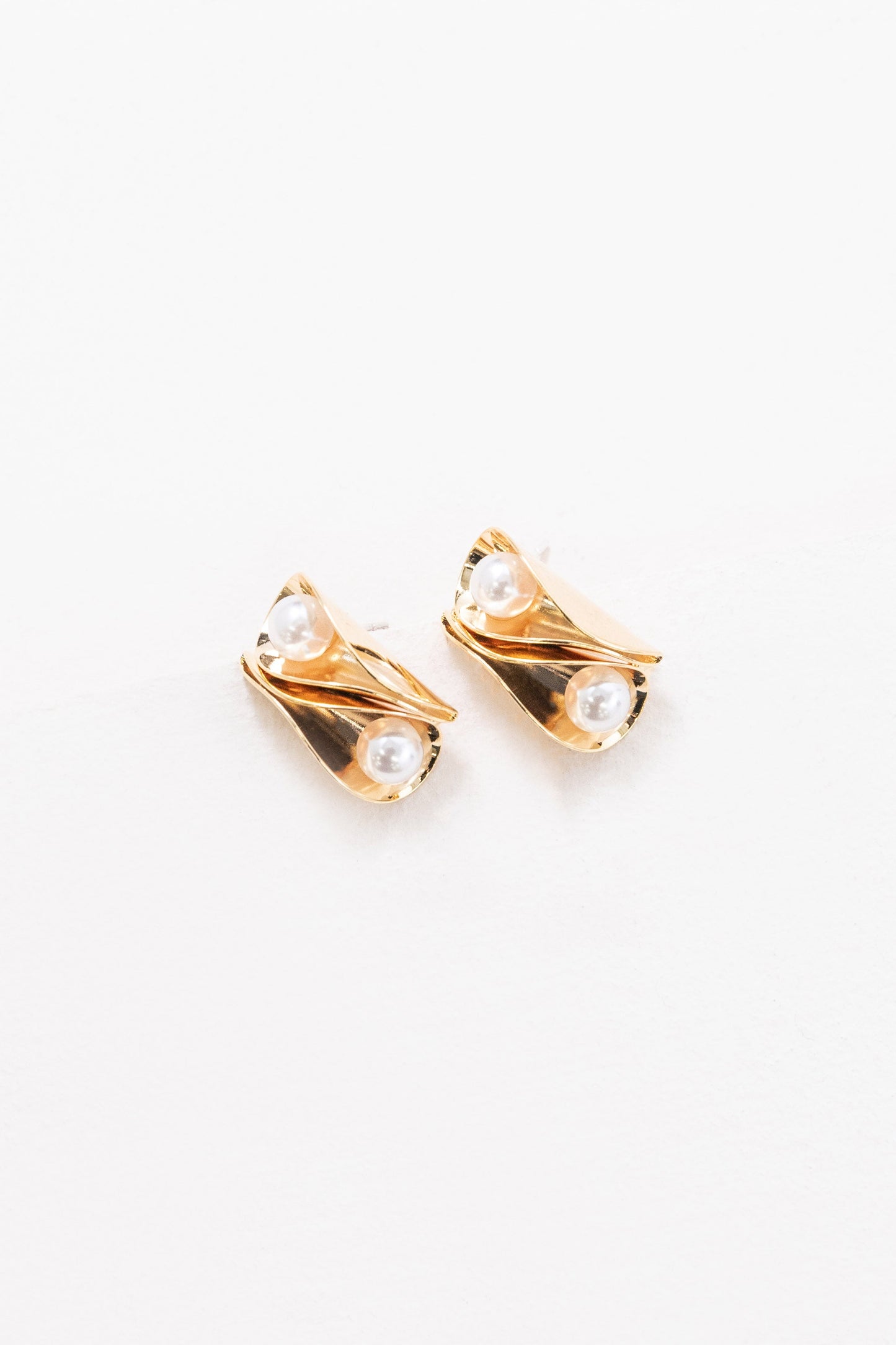 Folded Pearl Post Earrings
