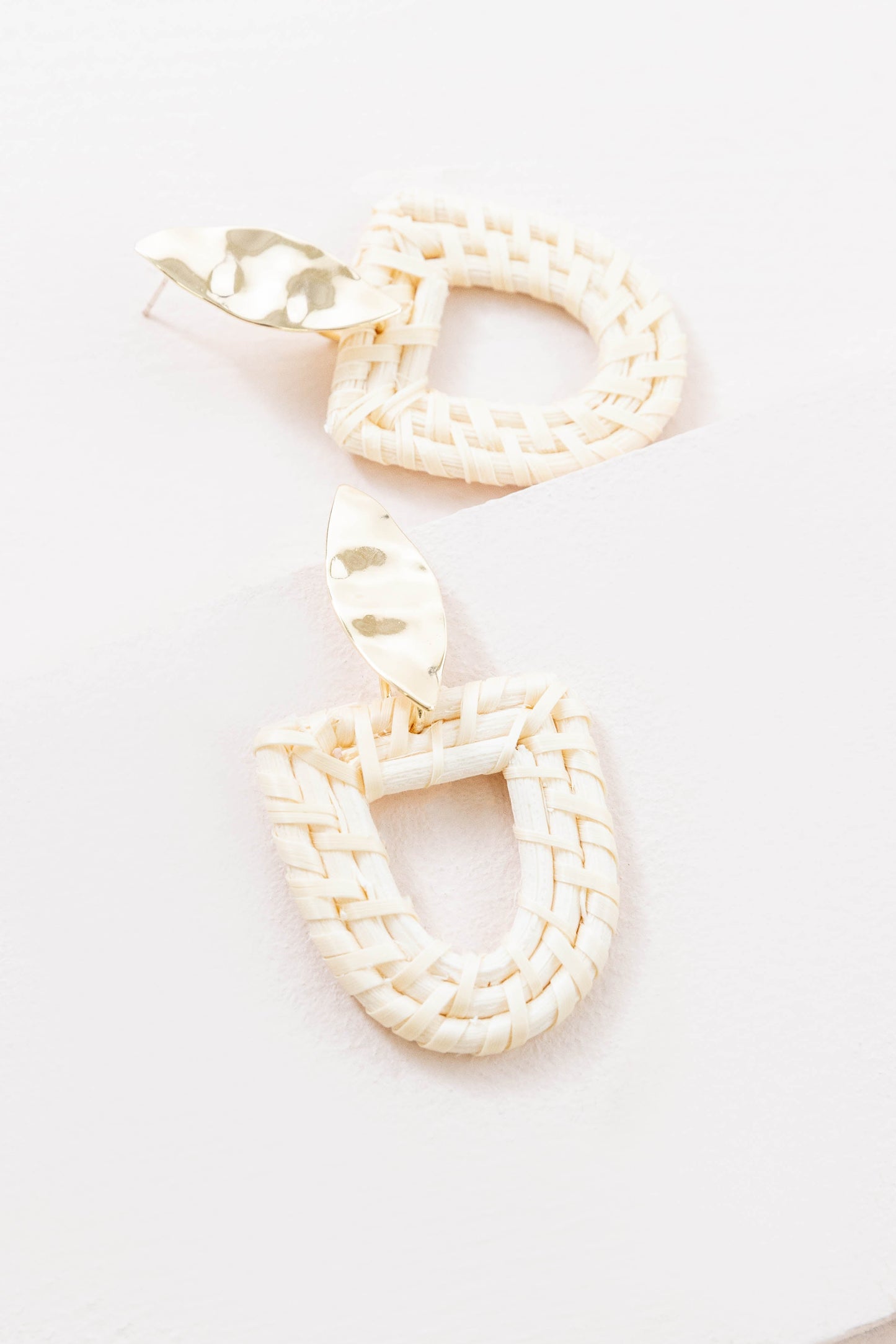 Gold and Wicker Drop Earrings