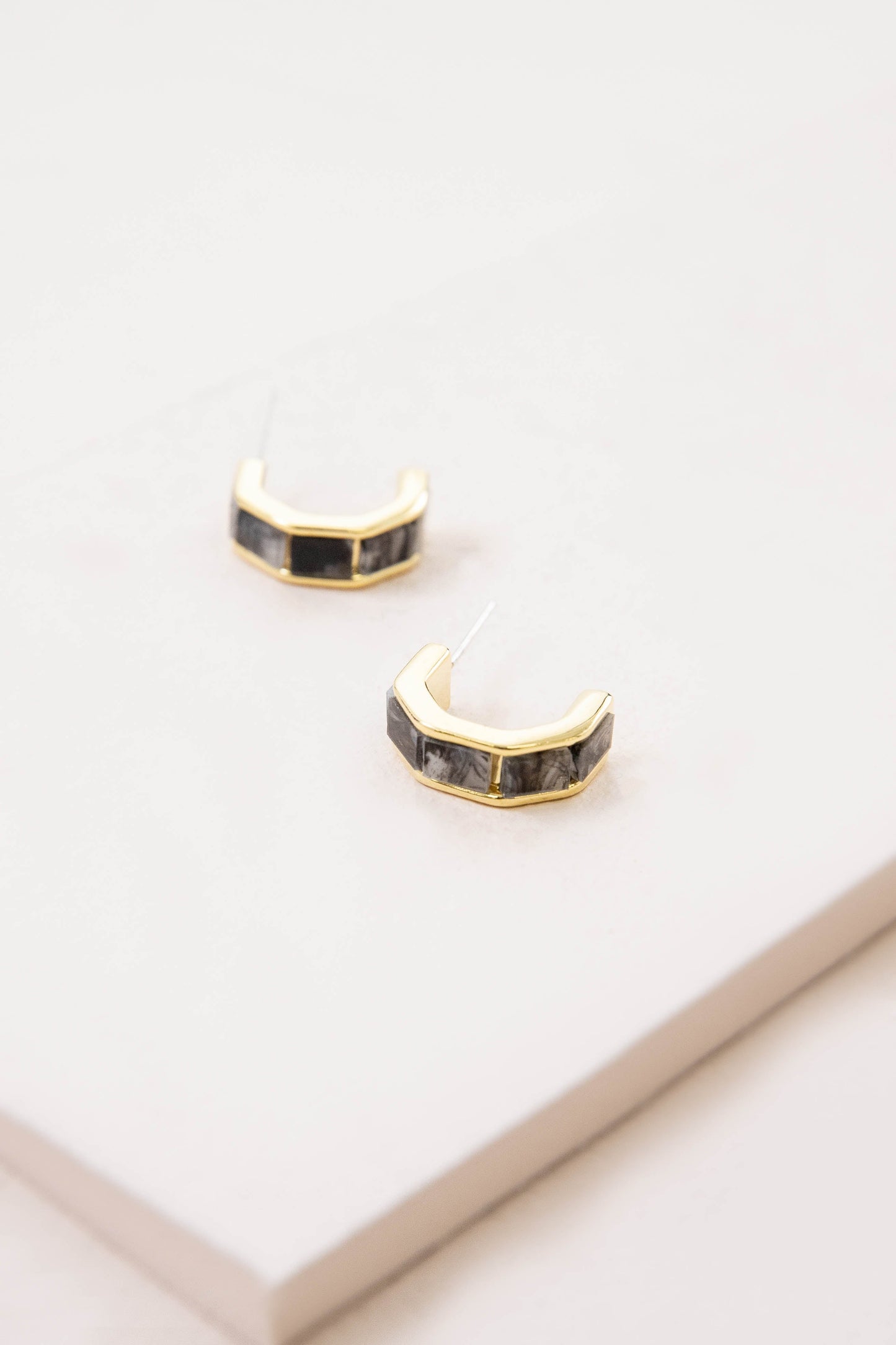 Tile Hoop Earrings | Smoke