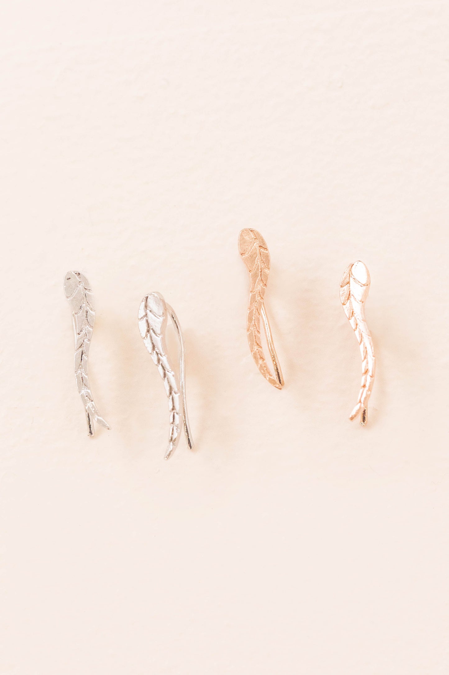 Flowing Feather Ear Pin Earrings