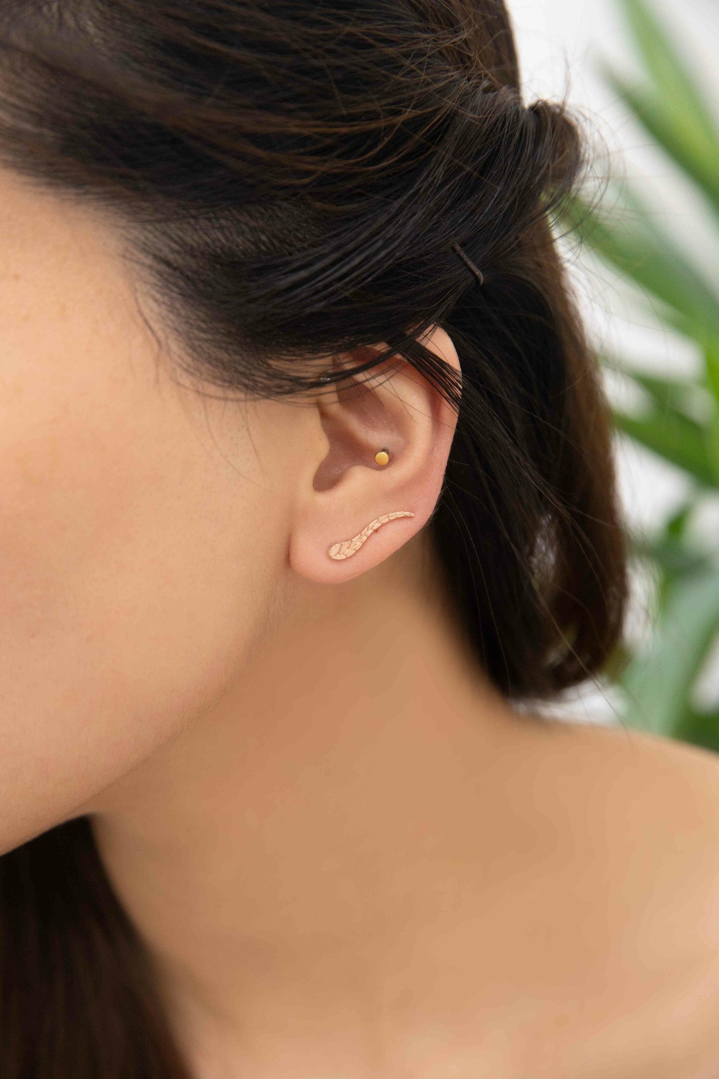 Flowing Feather Ear Pin Earrings