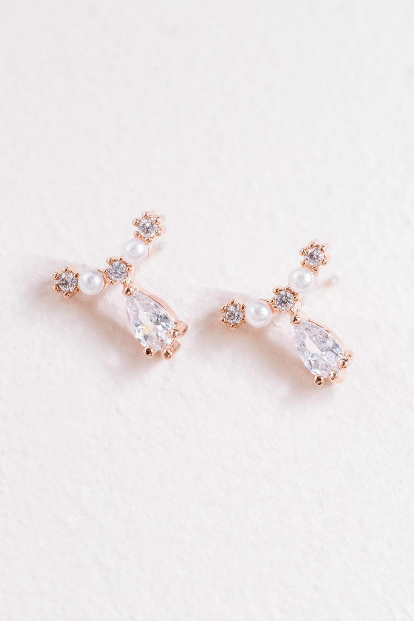 Doting Pearl Stone Earrings | Rose Gold (sterl.)