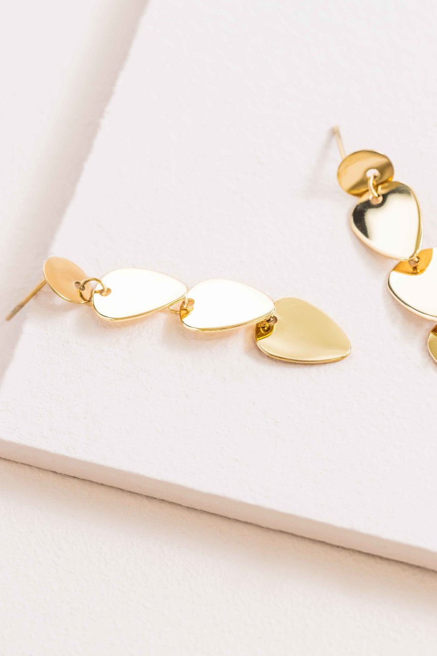 Arrows Down Dangle Earrings (14K)