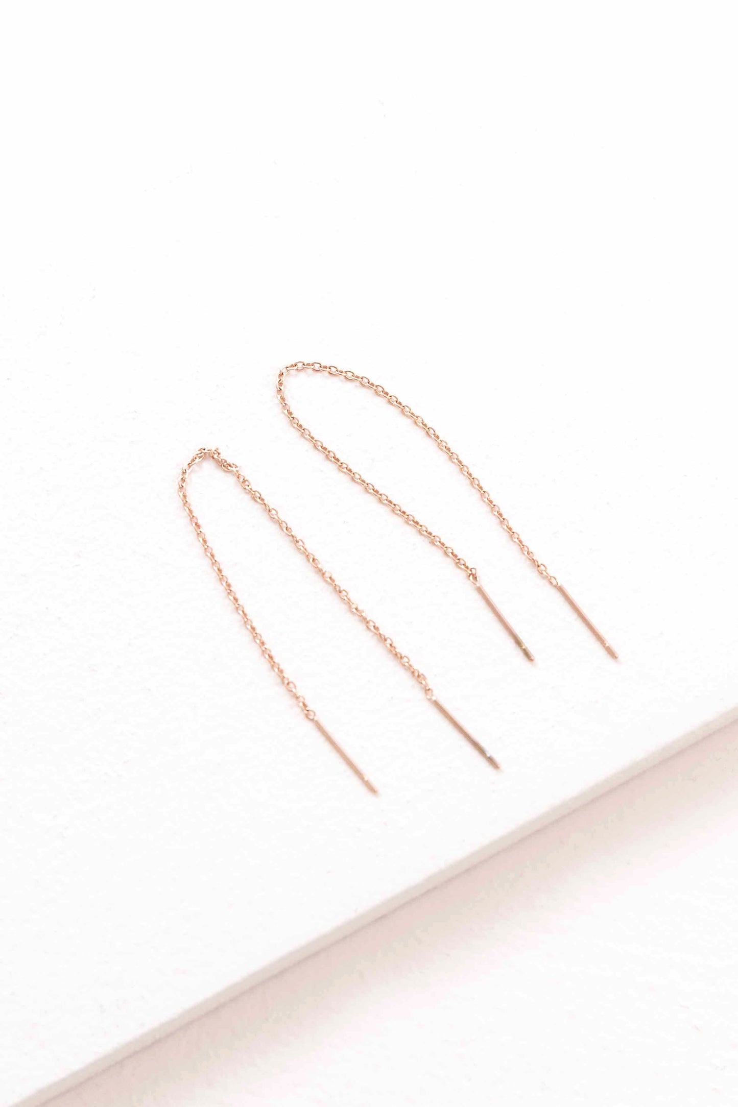 Rose Gold Mini Needle Drop Earrings (14K)