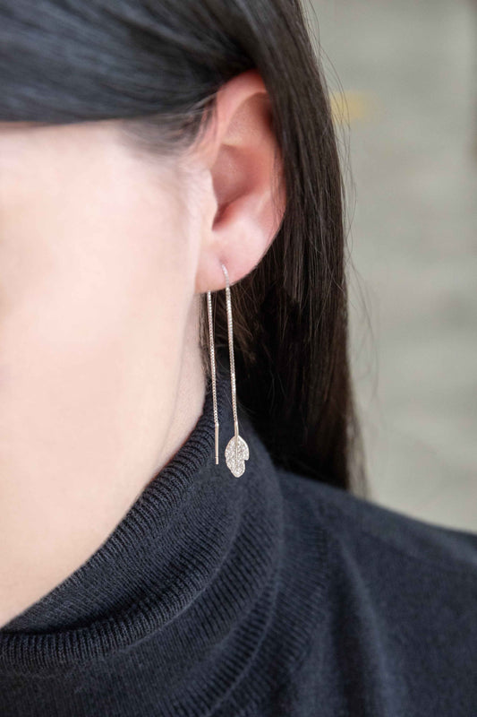 Silver Feather Threader Earrings