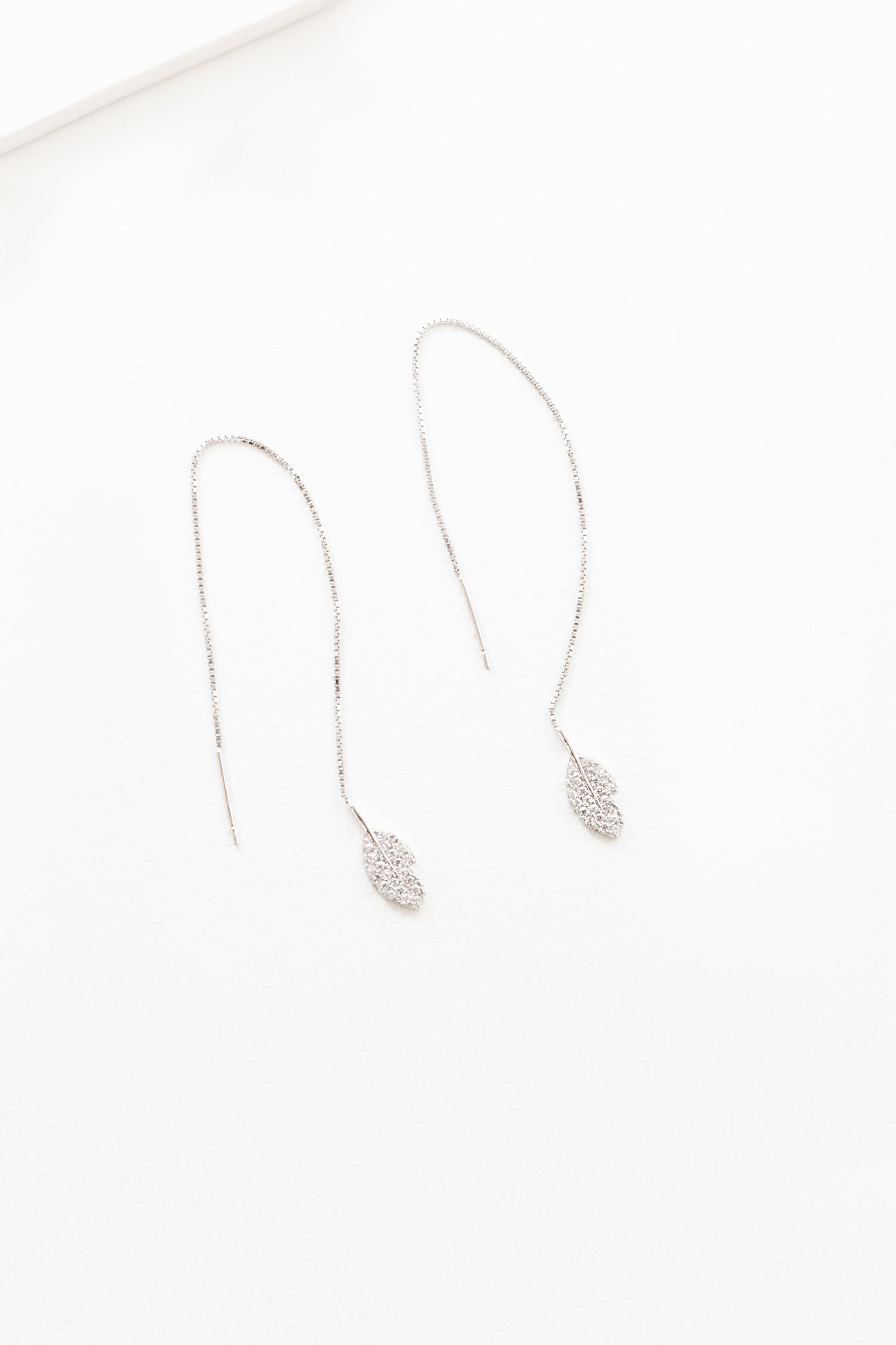 Silver Feather Threader Earrings