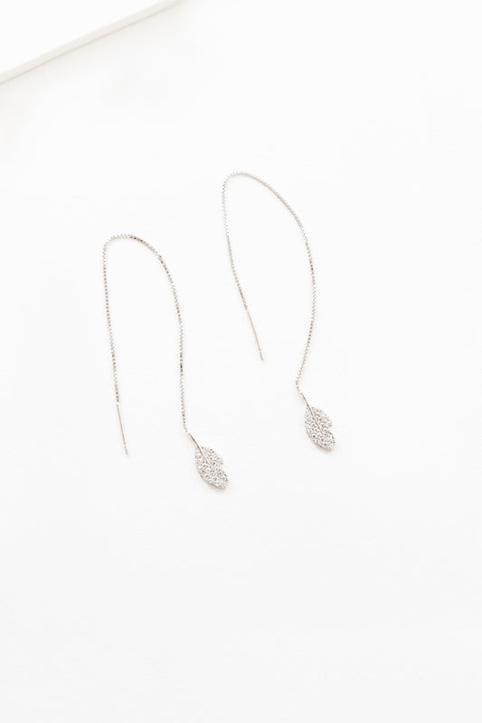 Silver Feather Threader Earrings
