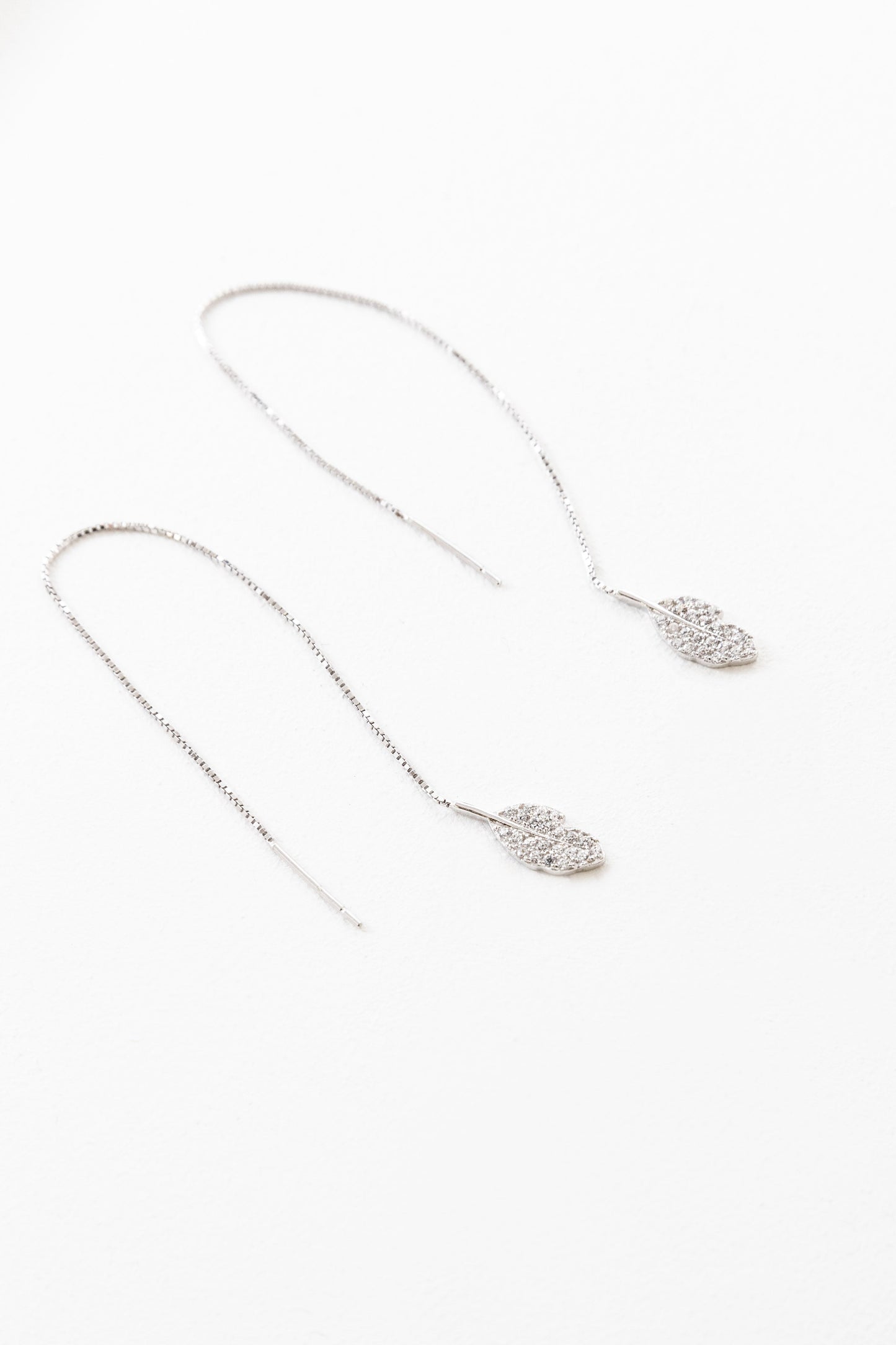 Silver Feather Threader Earrings
