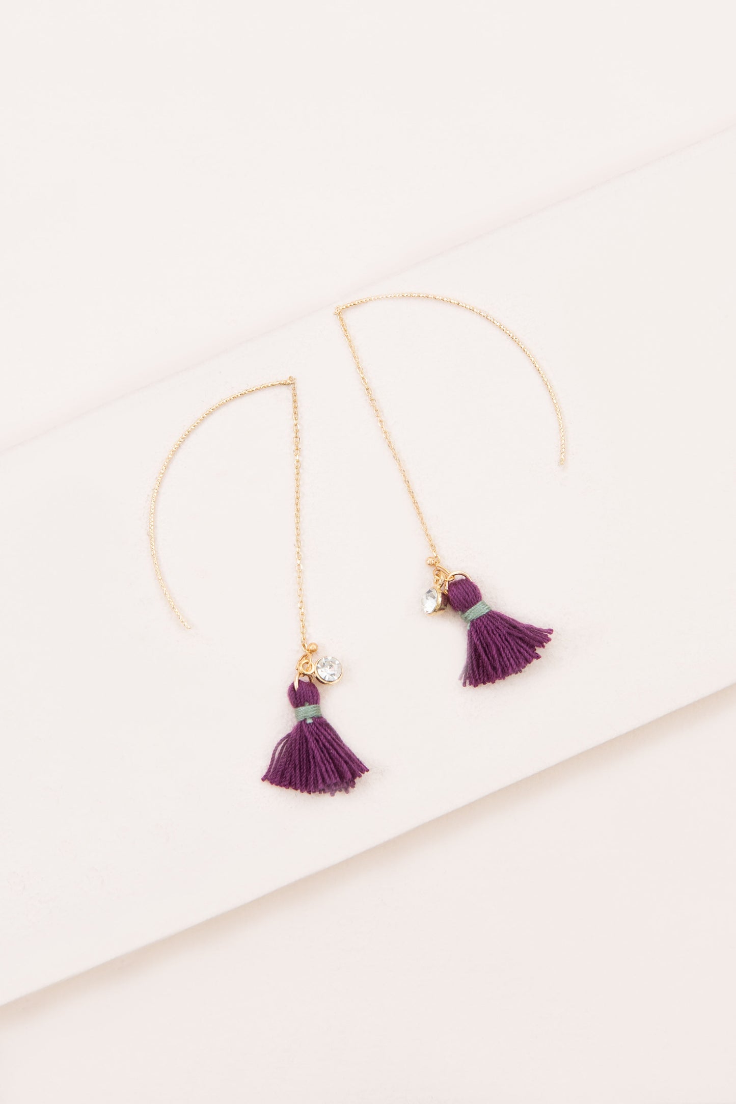 Keely Tassel Threader Earrings | Plum