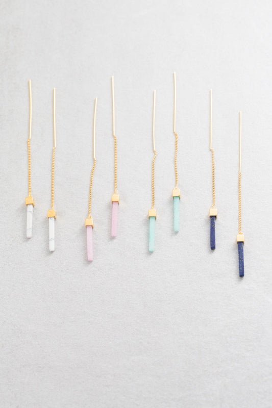 Bar Drop Stone Threader Earrings