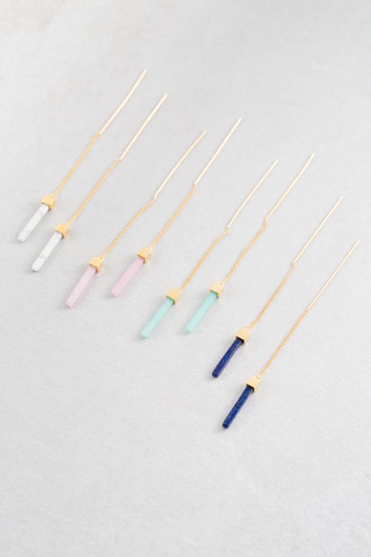 Bar Drop Stone Threader Earrings