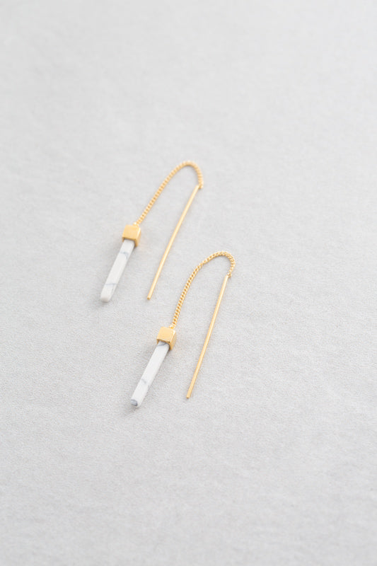 Bar Drop Stone Threader Earrings