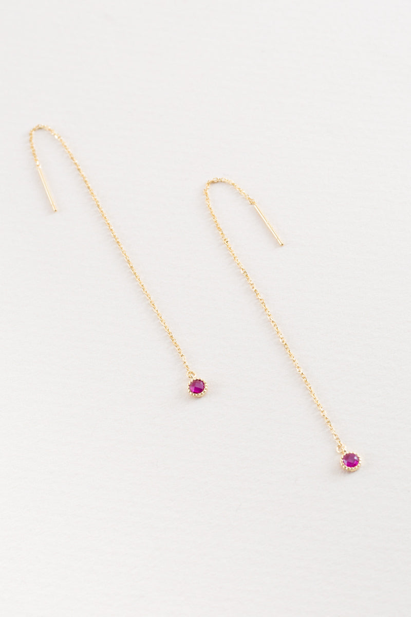 Diadem Threader Earrings | Fuchsia (14K)