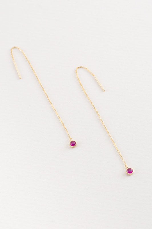 Diadem Threader Earrings | Fuchsia (14K)